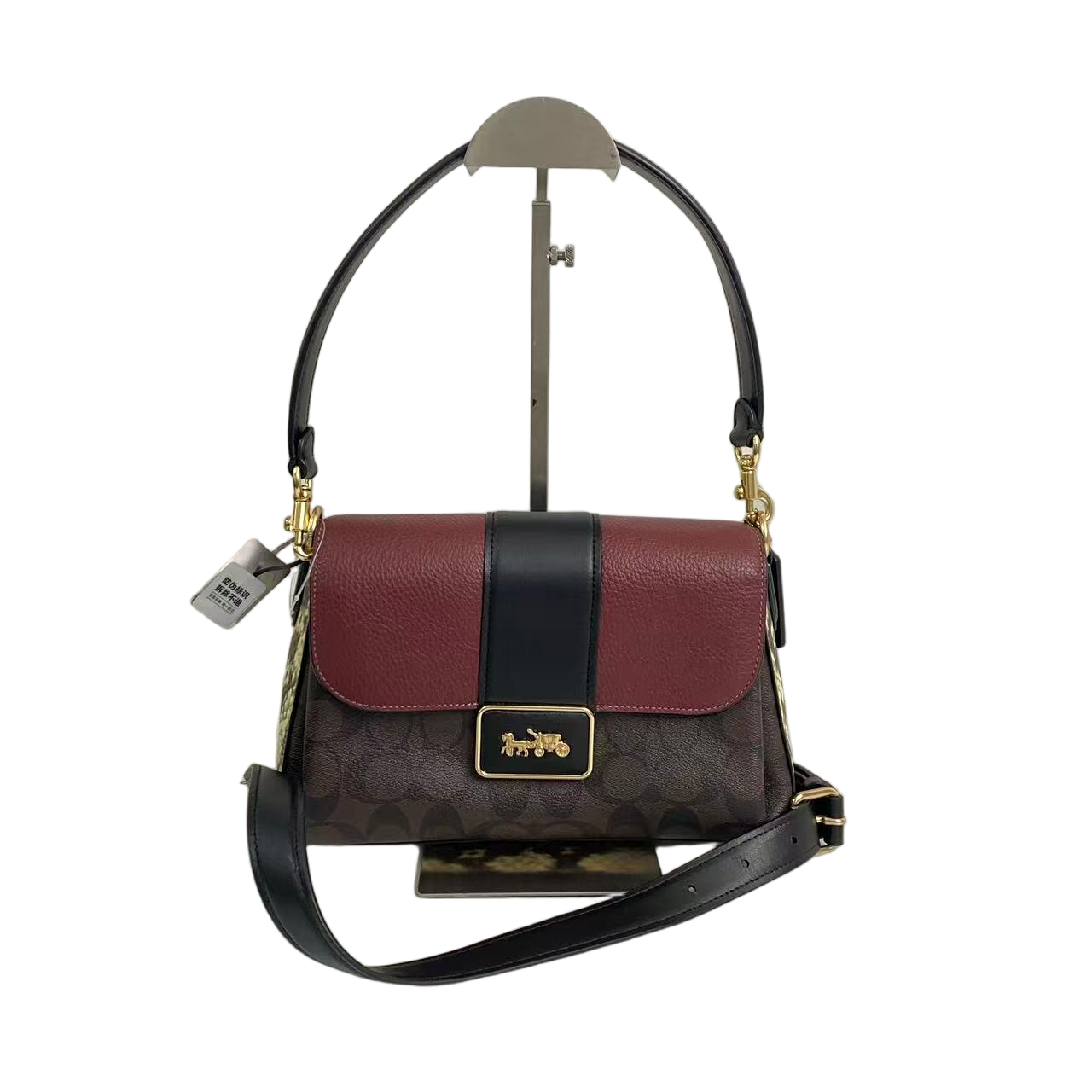 95新 COACH/蔻驰 经典老花PVC拼皮手提斜挎包 2601LQ005