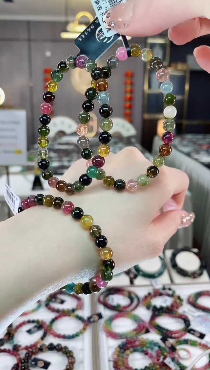 【闪购商品】碧玺单圈手串6mm+未镶嵌一物一证dan多样性发货一条