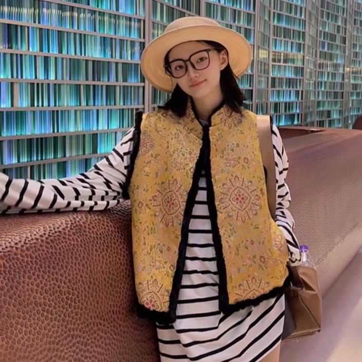 真貂皮两面穿背心新中式水貂皮草皮草大码貂背心中国风马甲23012