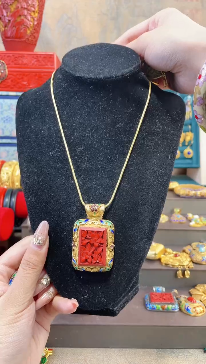 【闪购商品】非遗绝技花丝镶嵌吊坠加链