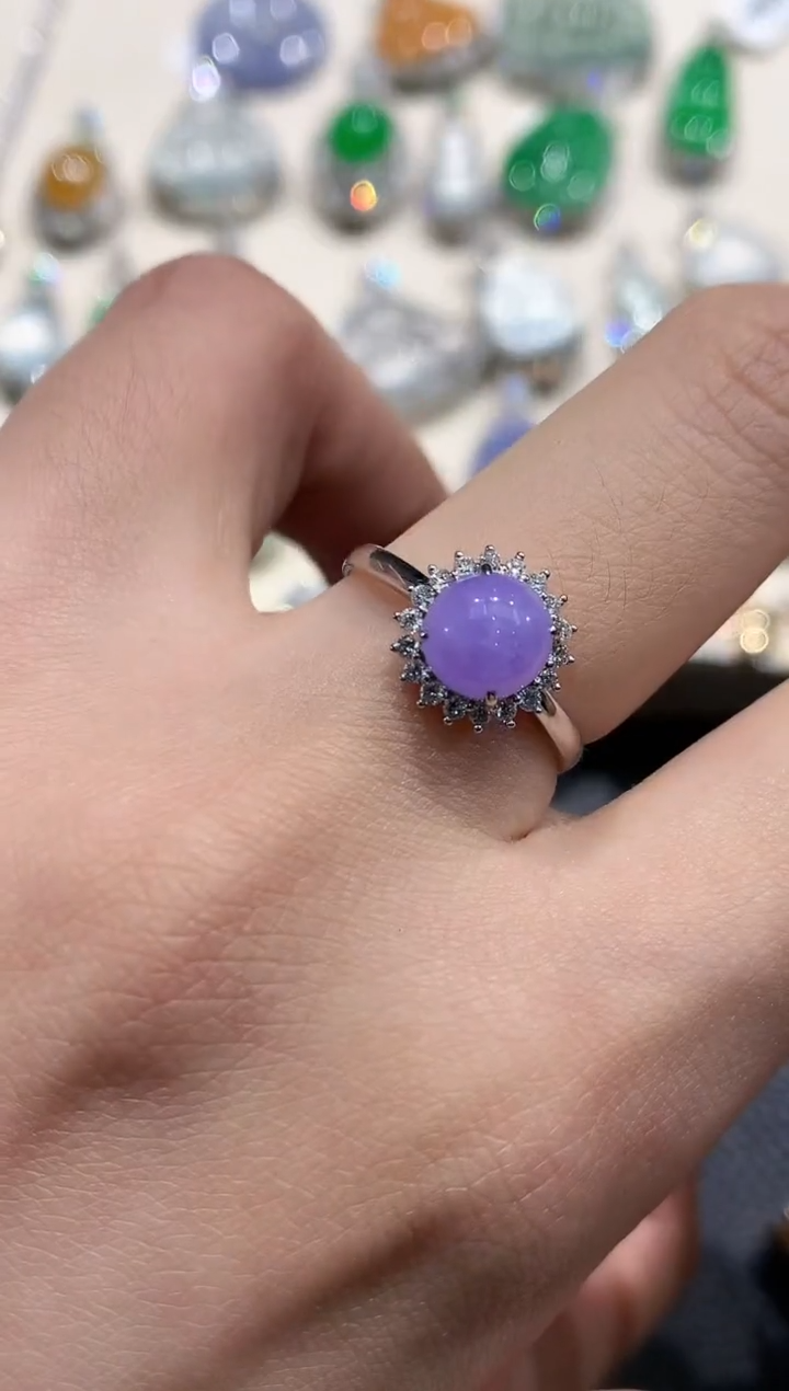 【闪购商品】翡翠戒指18K金镶嵌b64有色差