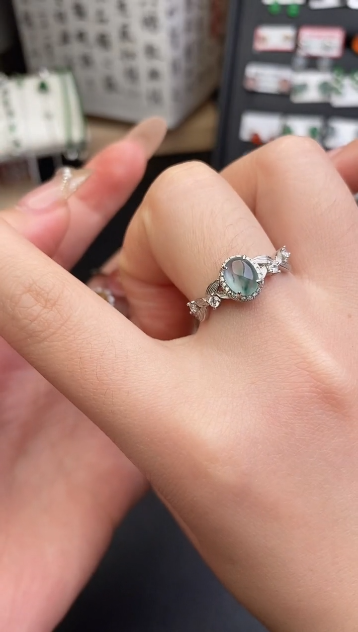 银S925镶嵌戒指翡翠0