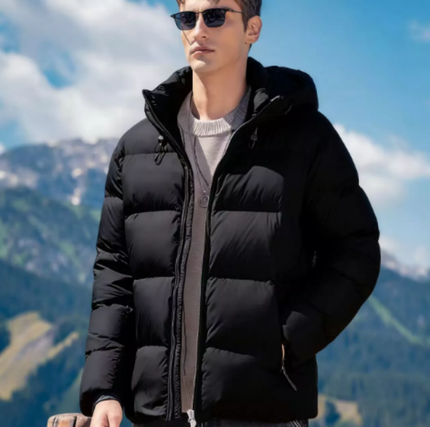 男士冬季时尚保暖防寒鹅绒连帽羽绒服82618