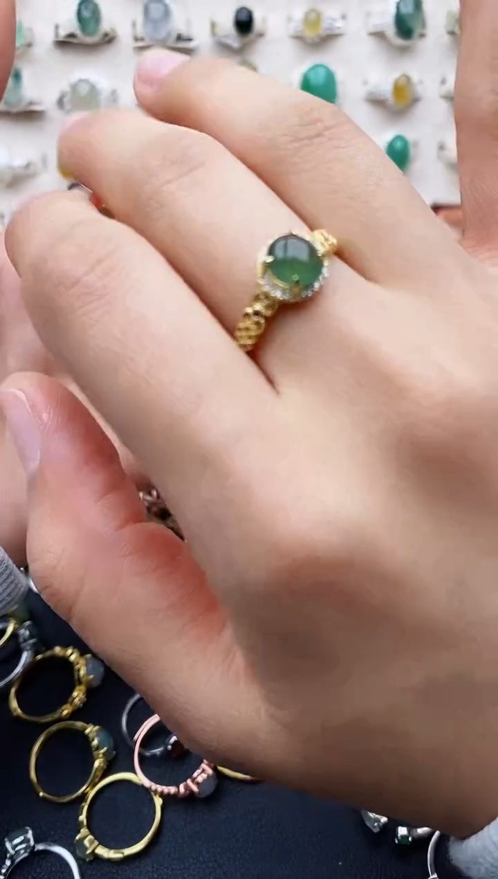 【闪购商品】翡翠戒指银S925镶嵌缅甸翡翠
