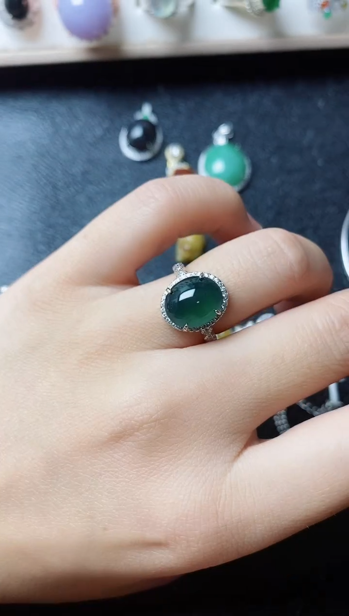 【闪购商品】翡翠戒指银S925镶嵌11111