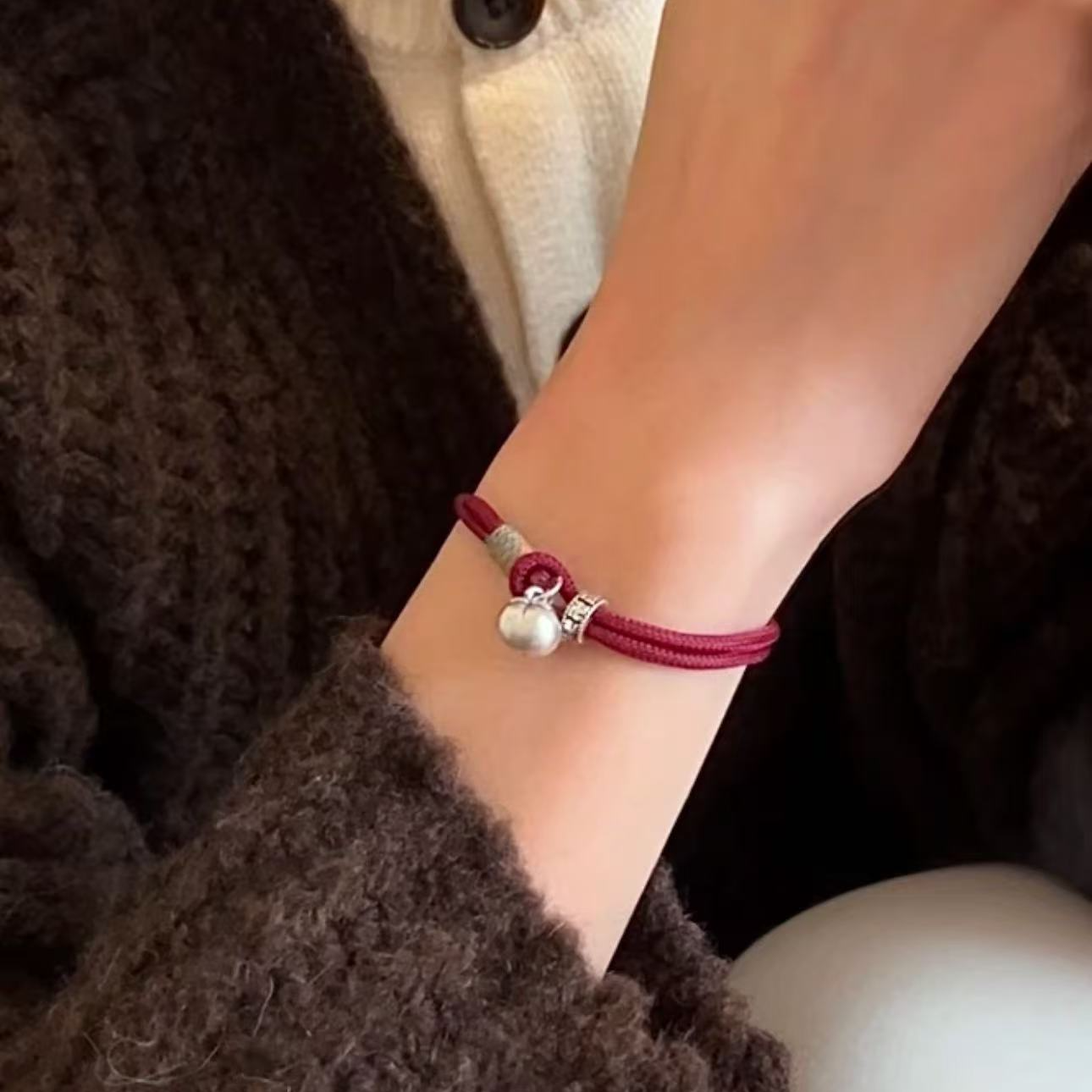 小柿子事事如意事事顺心可爱编织闺蜜家人红绳手链