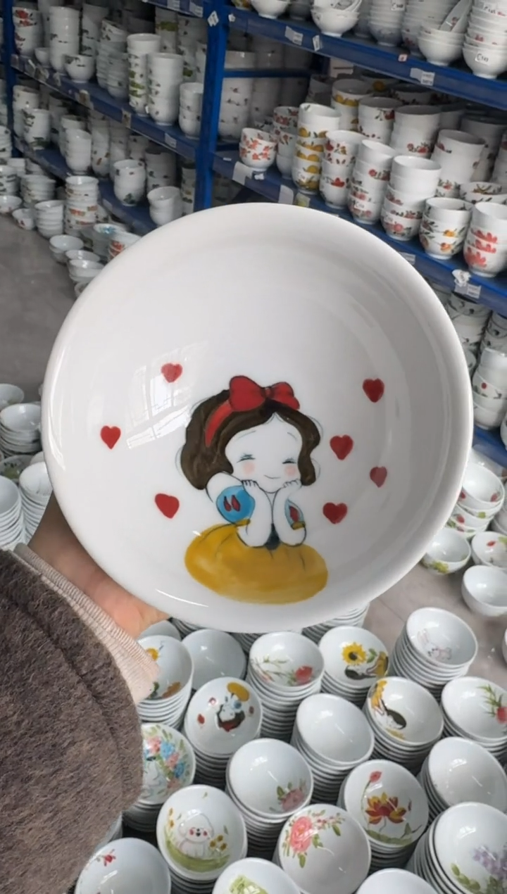 瓷片景德镇高温陶瓷食品级手绘釉中彩-壮壮碗