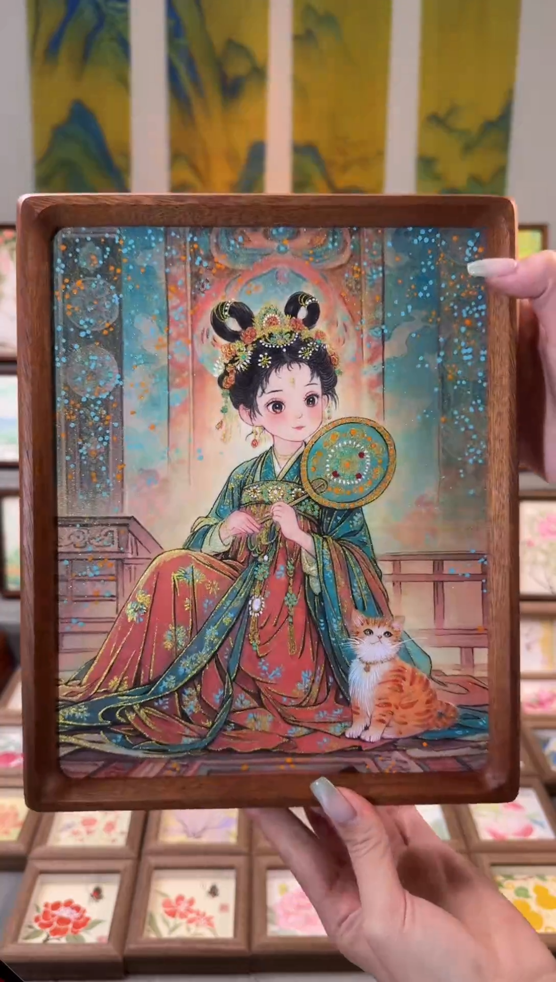 国画敦煌女孩 手绘国画10寸