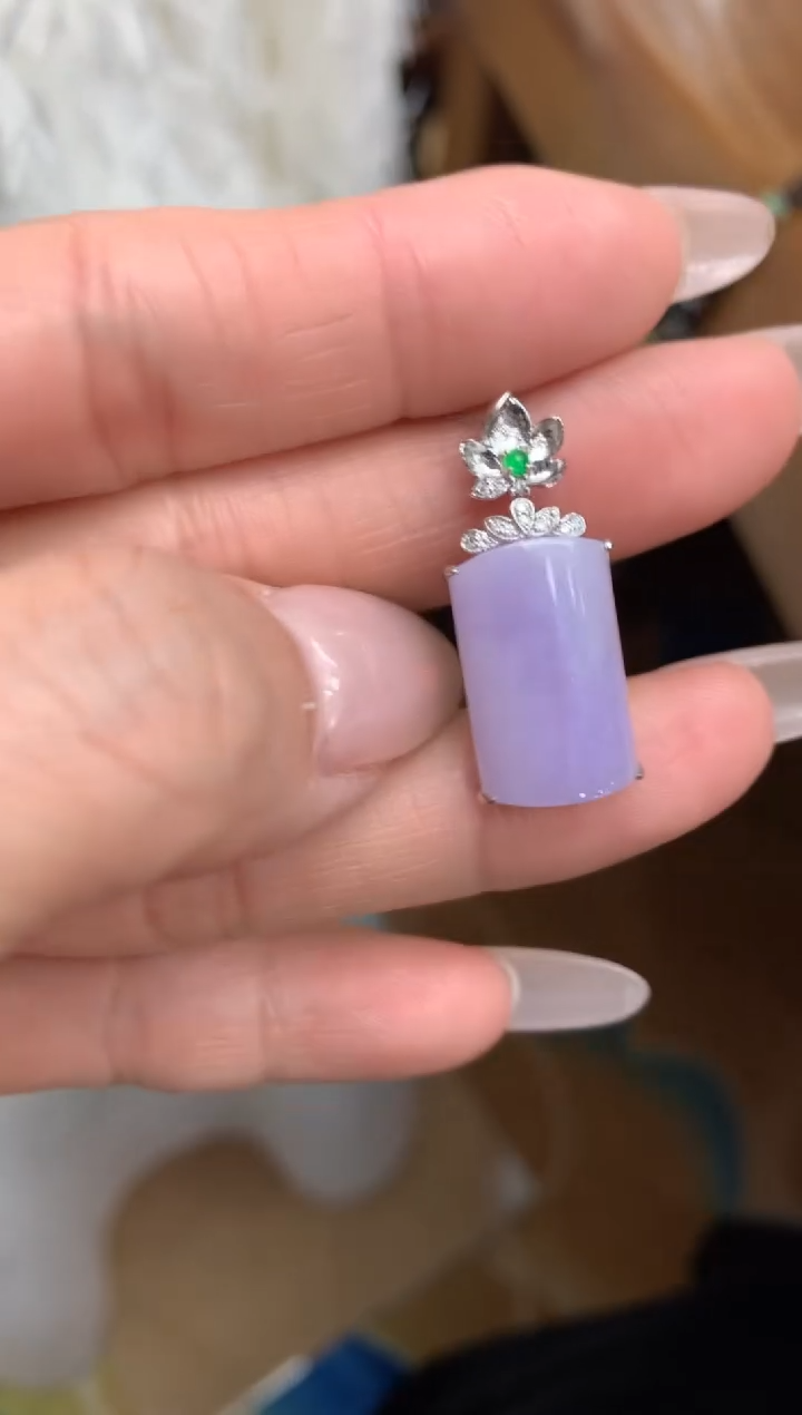 【闪购商品】翡翠颈饰18K金镶嵌无事牌