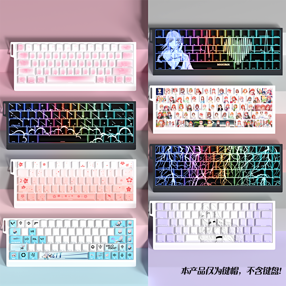 中野五月猫咪二次元键帽原厂侧刻透光适配推荐磁轴机械键盘made68