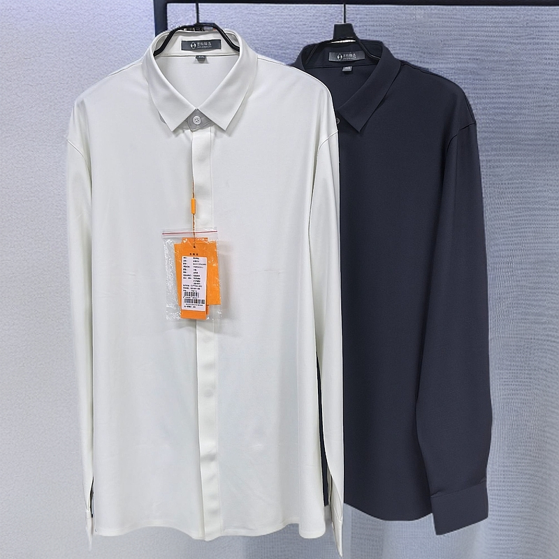 【清货】男士弹力纯色衬衫春季长袖简约商务百搭上衣TX107