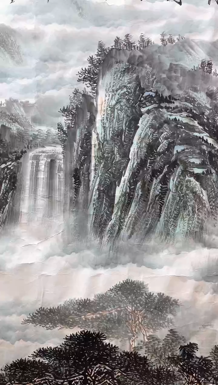 【闪购商品】国画张金专 雾岭江舟图