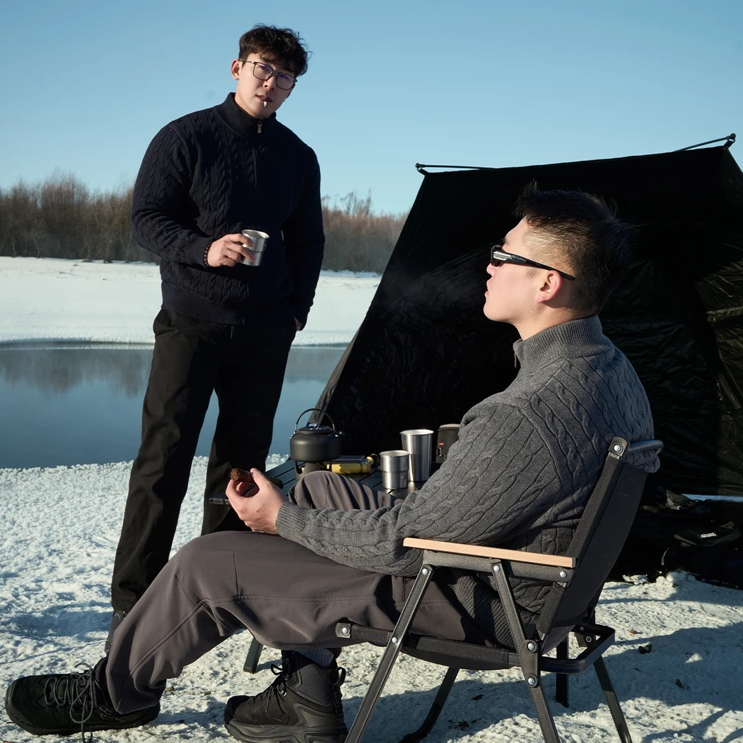 LIGGICC 秋季浮雕麻花宽松针织毛衣开衫复古休闲线衣立领开衫外套
