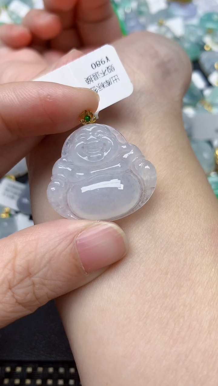 颈饰18K金镶嵌翡翠天然缅甸A货翡翠