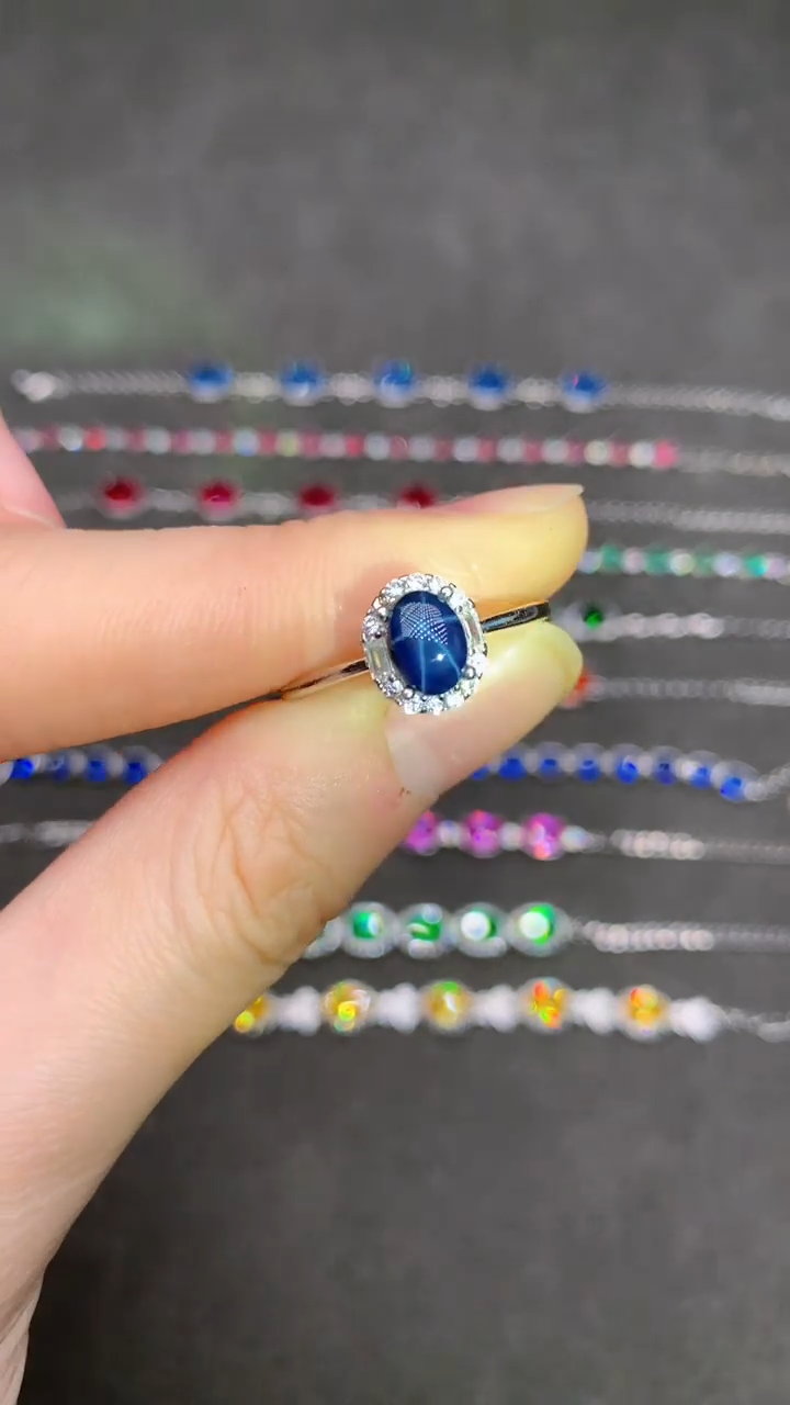 【闪购商品】星光蓝宝石戒指银S925镶嵌.....