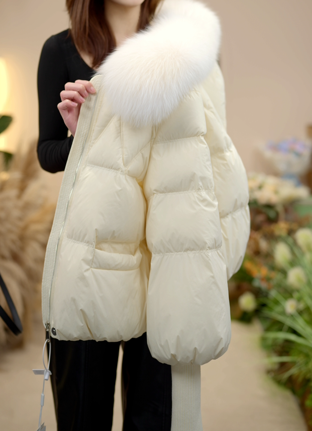 【MN】-优雅冬韵 | 可拆卸洋气时尚百搭保暖纯色冬季大毛领厚外套