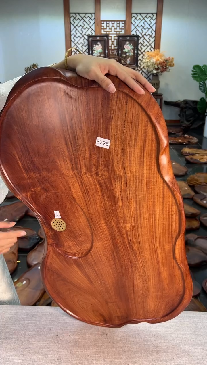 【闪购商品】大果紫檀（缅甸花梨）茶盘8795