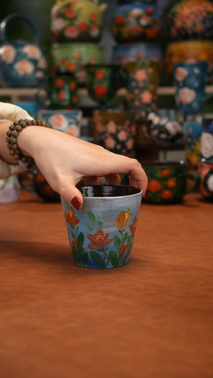 紫砂油画手绘釉下彩