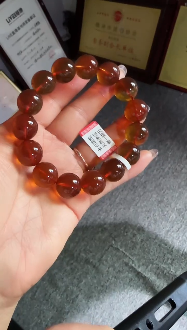 手串琥珀未镶嵌#10缅甸琥珀紫罗兰手串15mm