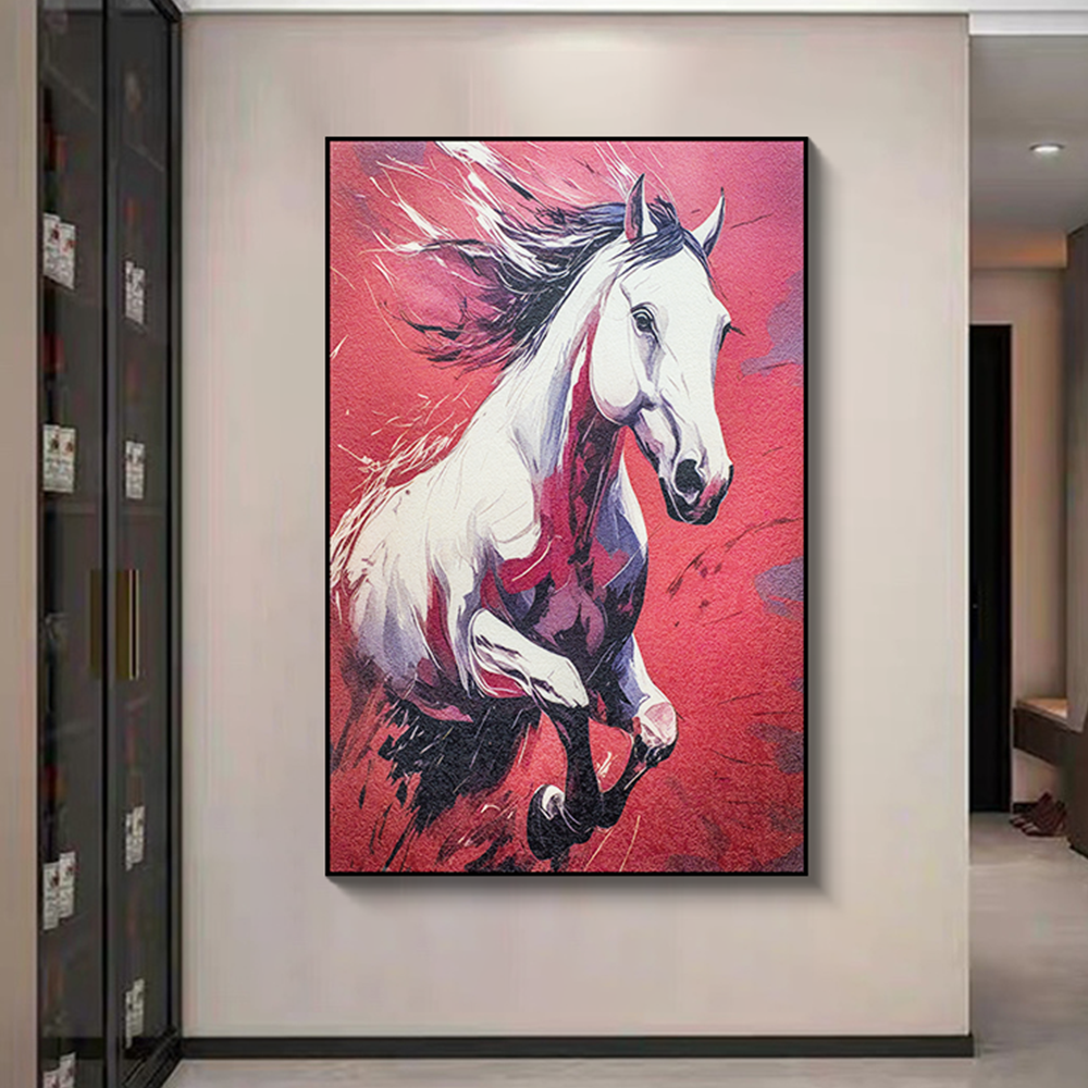 益师傅到成功入户玄关墙壁装饰画现代轻奢高级感走廊墙挂马80120