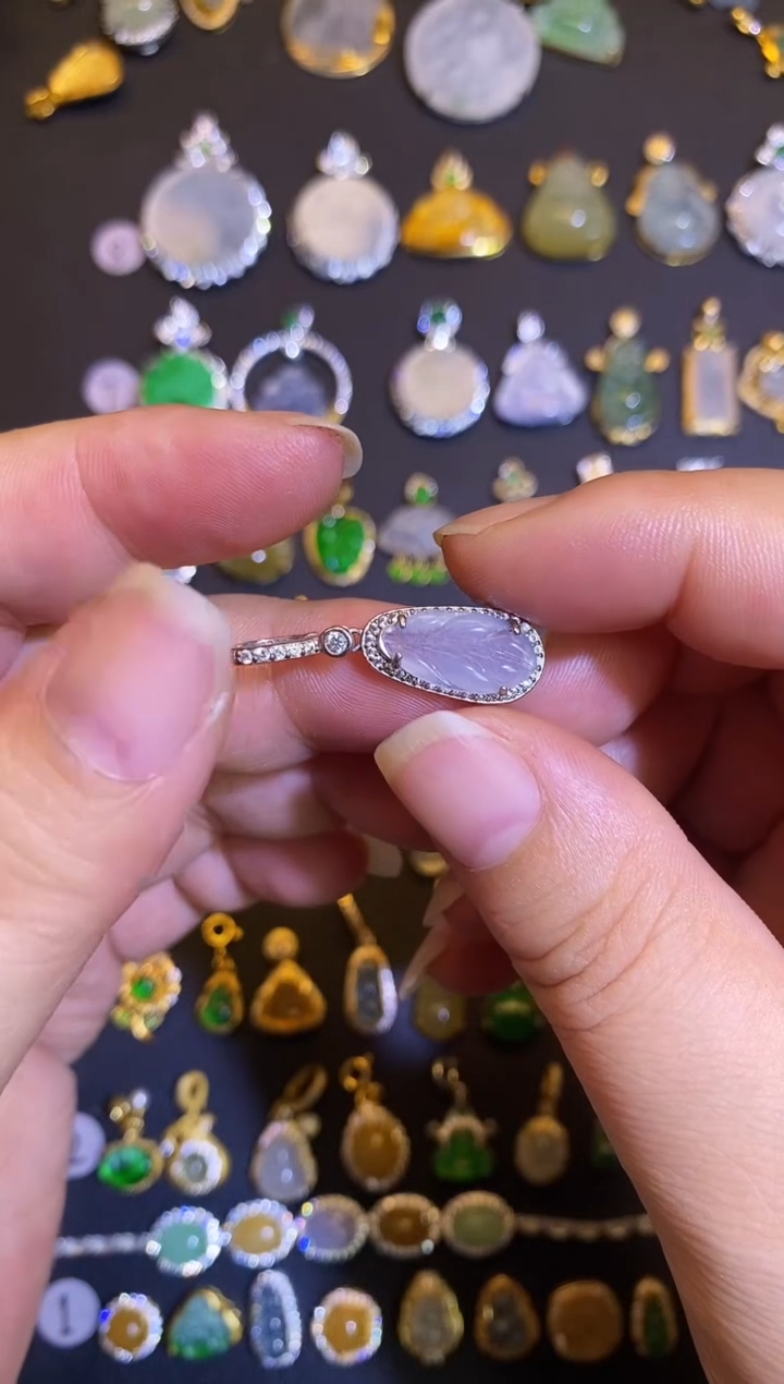 吊坠(不含链)银S925镶嵌翡翠1