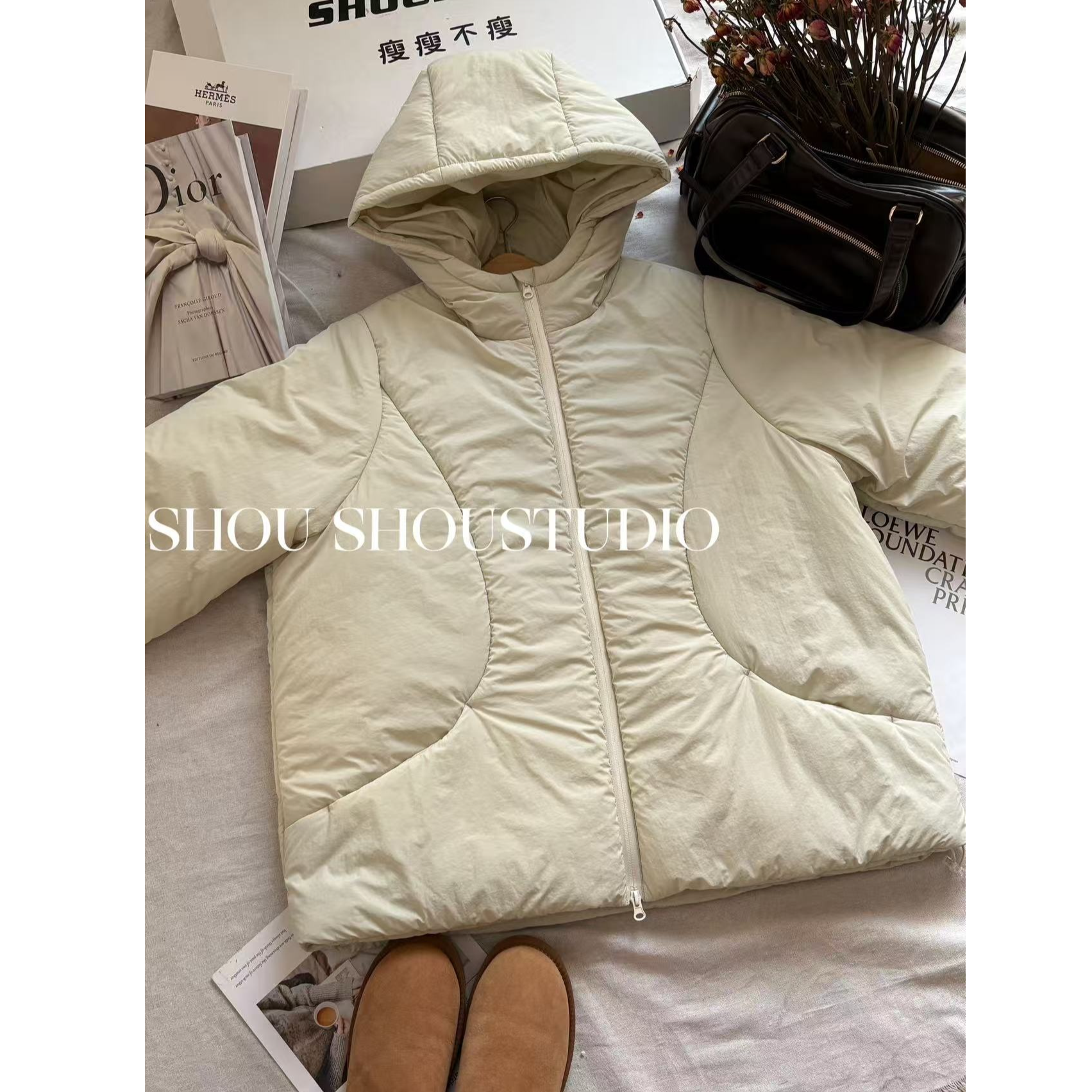 【夏夏】大码连帽显瘦加厚设计感休闲百搭情侣款棉服外套S02363