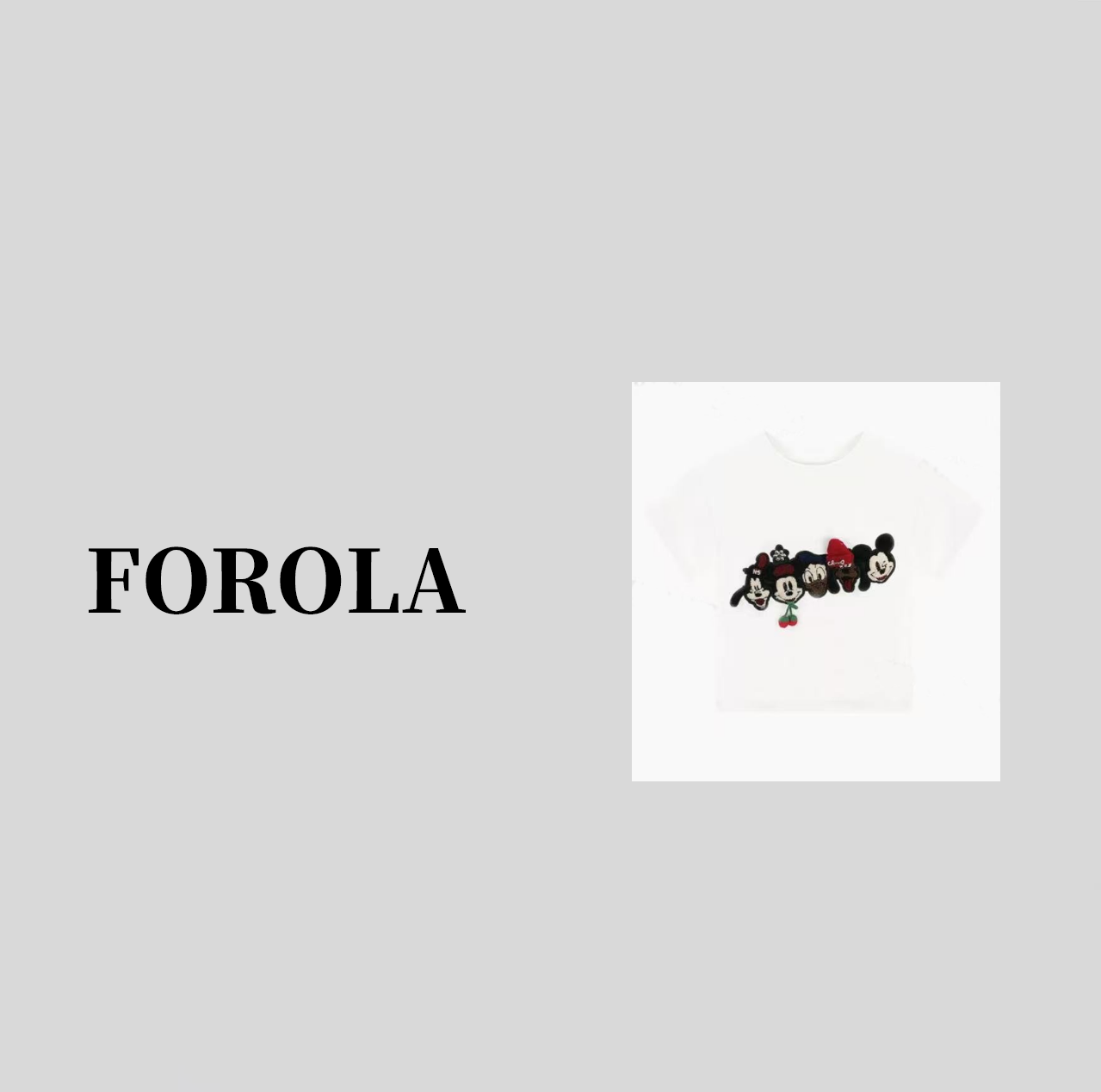 【FOROLA】戴帽米奇流行款卡通印花圆领短袖T恤潮流休闲上衣DD25034
