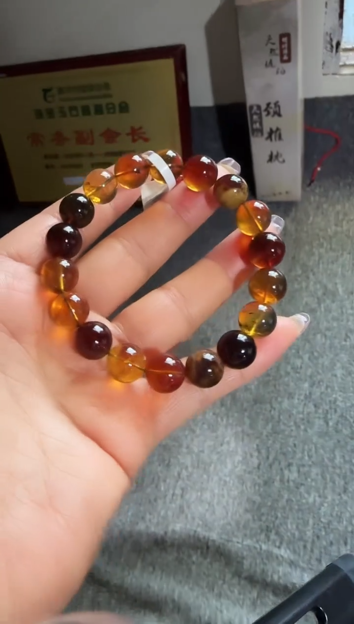 手串琥珀未镶嵌#24缅甸琥珀多宝手串11mm 