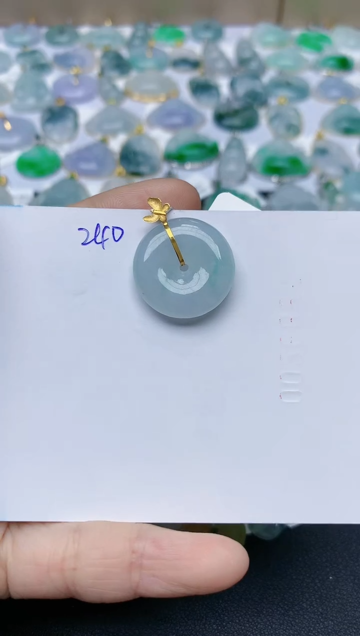 【闪购商品】翡翠颈饰18K金镶嵌天然翡翠A货    