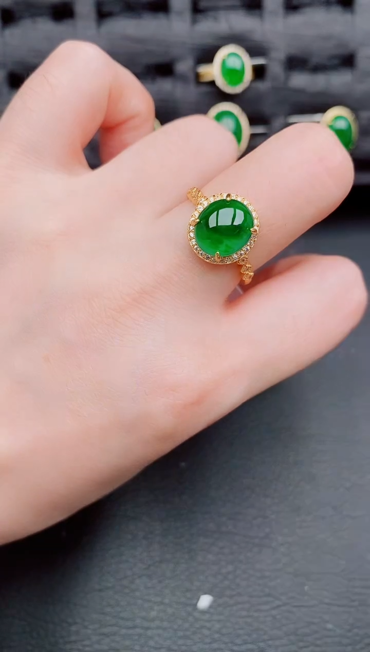【闪购商品】翡翠戒指银S925镶嵌天然a货翡翠480