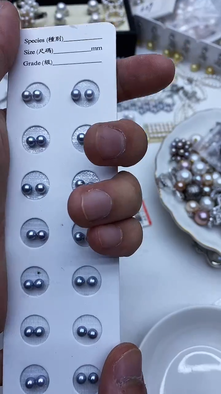 银S925镶嵌耳钉淡水珍珠多样性发其一