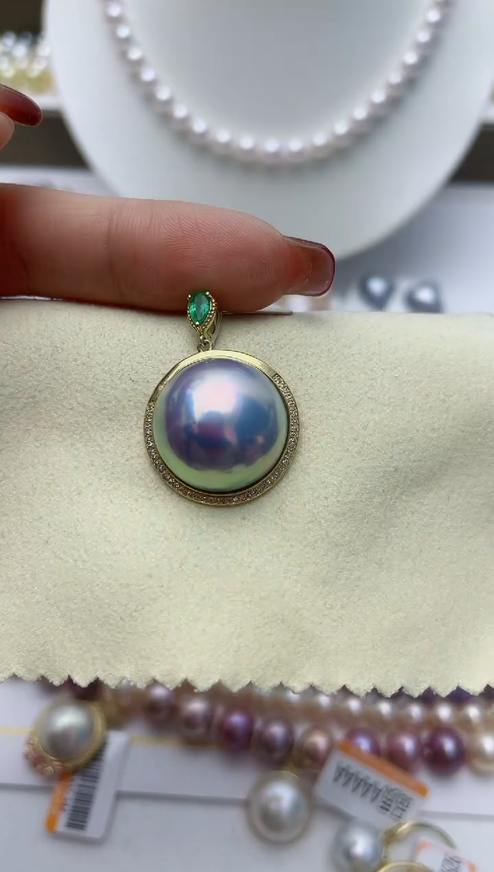 【闪购商品】拼合珍珠（马贝珠）颈饰18K金镶嵌W117