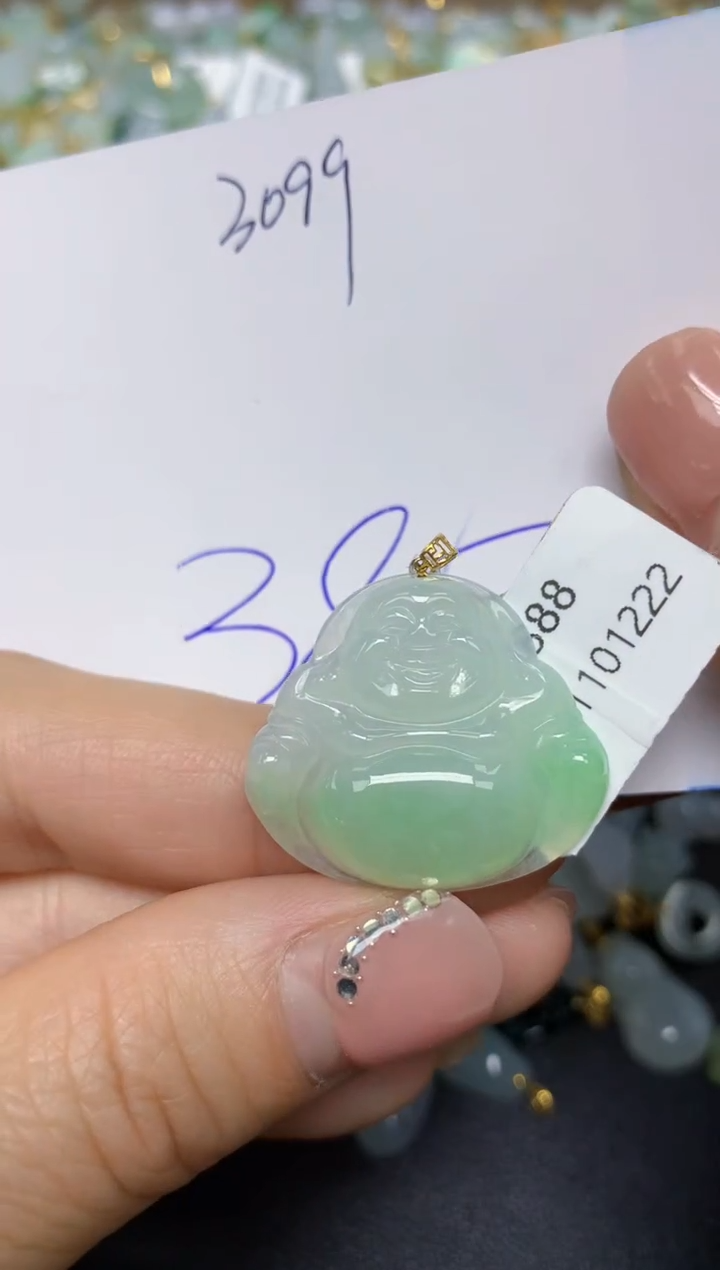 【闪购商品】翡翠挂件18K金镶嵌 天然翡翠A货