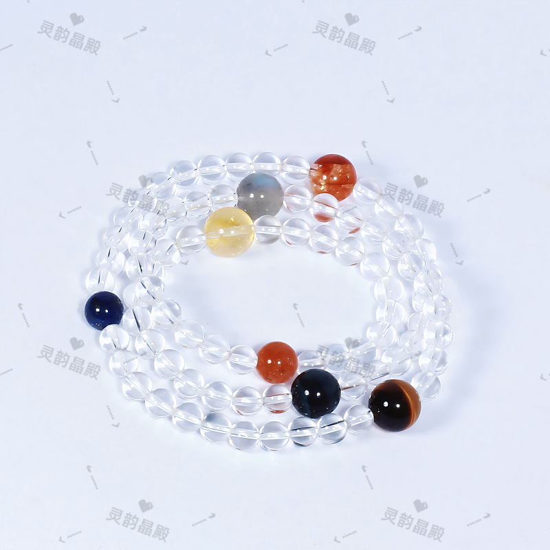 【银河系】6MM天然白水晶设计款双圈手链配证书礼盒装