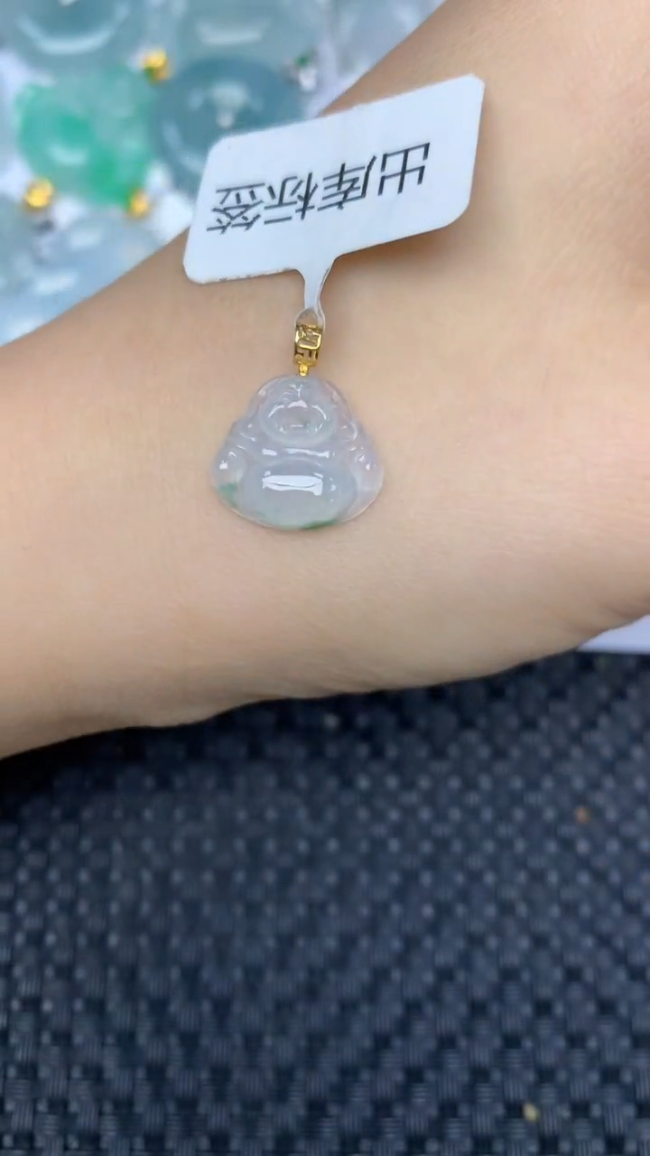 颈饰18K金镶嵌翡翠天然缅甸翡翠a货百元以上9元证书费自理