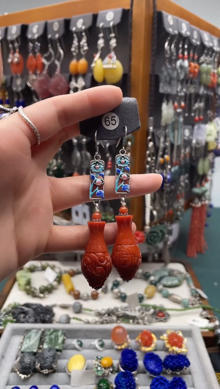 【闪购商品】翡翠耳饰银S925镶嵌饰品