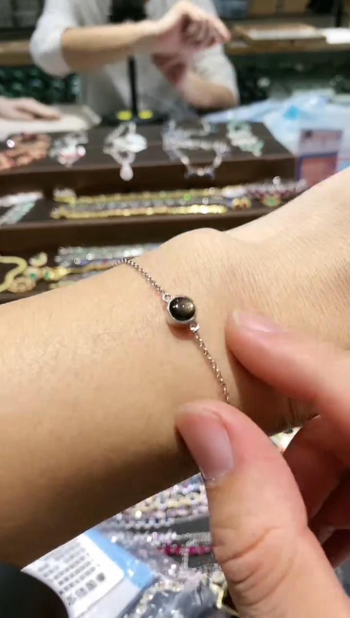 【闪购商品】蓝宝石手链银S925镀金镶嵌手链