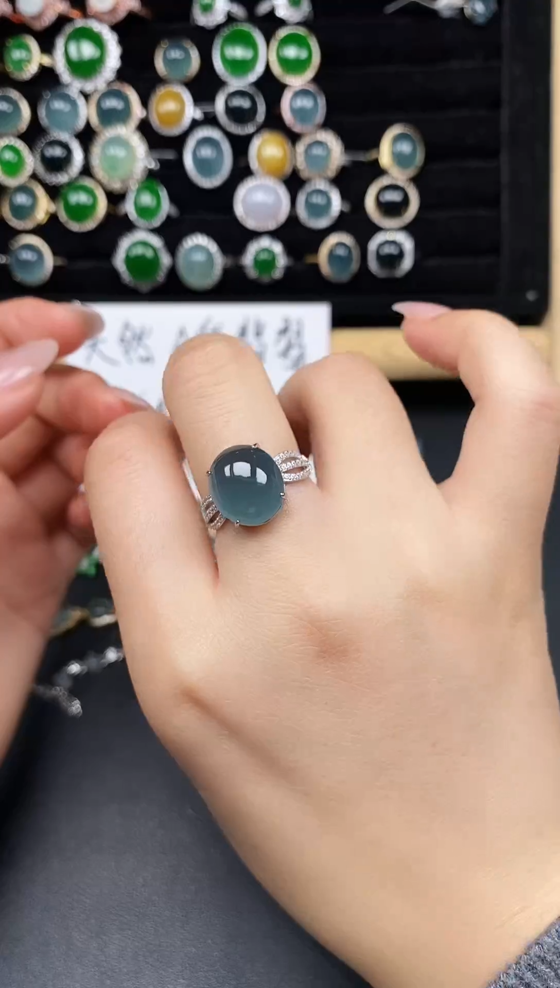 银S925镶嵌戒指翡翠111