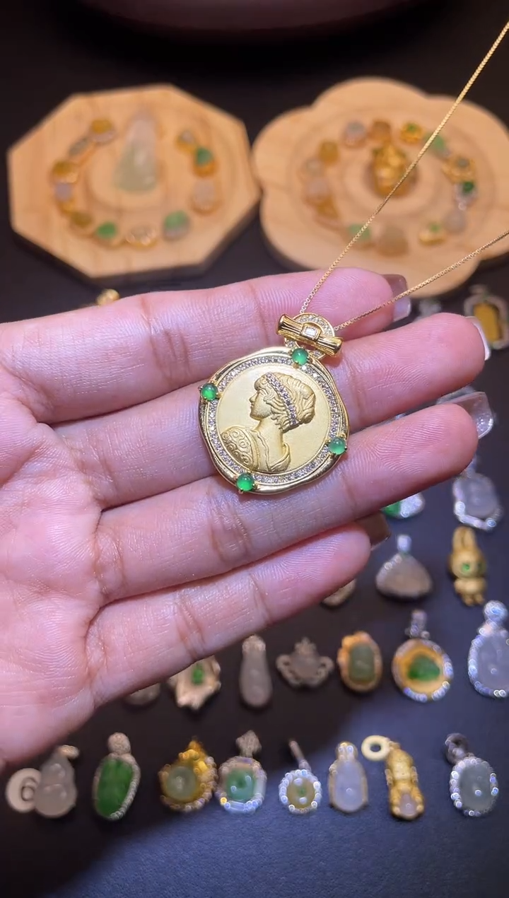 吊坠(不含链)银S925镶嵌翡翠1