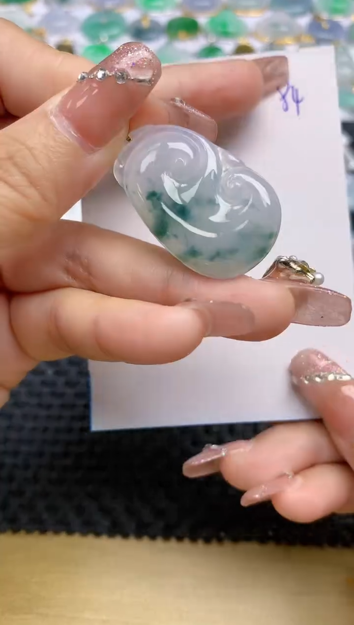 【闪购商品】翡翠颈饰18K金镶嵌天然A货翡翠 84