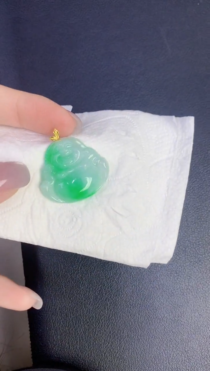 颈饰18K金镶嵌翡翠缅甸天然翡翠A货