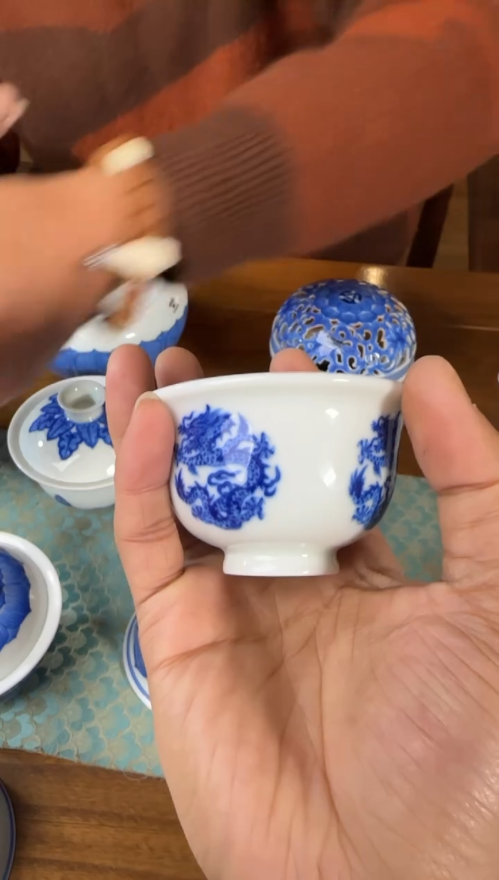 @*Z妙色 青花团龙小压手杯