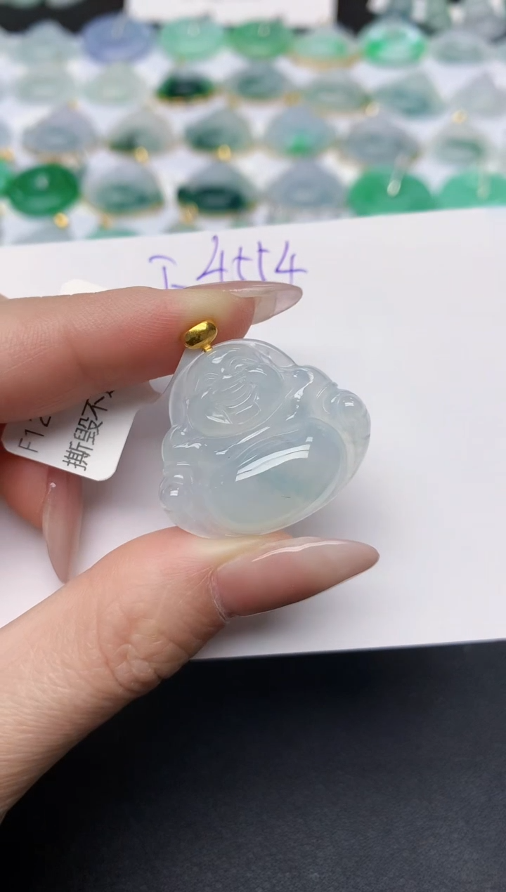 颈饰18K金镶嵌翡翠天然缅甸A货翡翠百元以上9元证书费自理