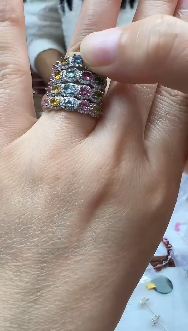 银S925镶嵌戒指碧玺1224m043多样性发其一