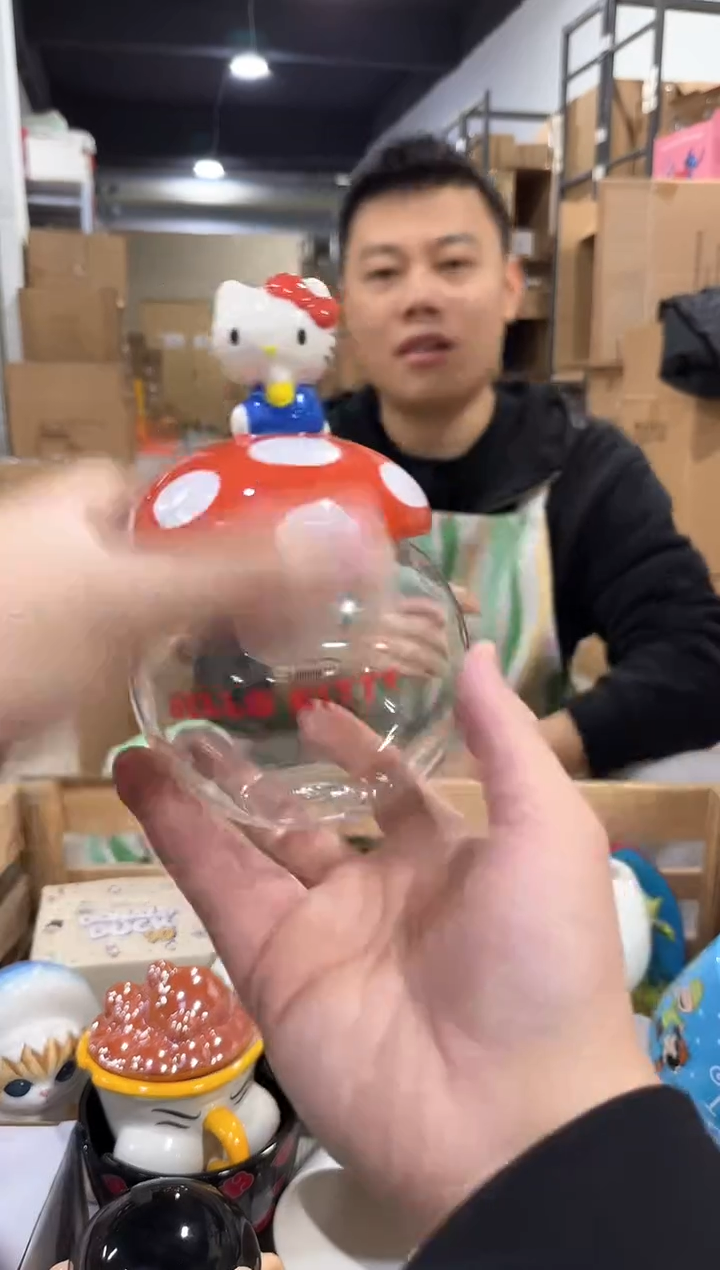 瓷片原盒kt猫蘑菇玻璃罐