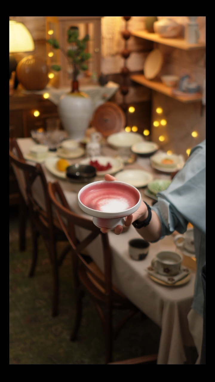 瓷片雾里工作室 高脚深碟2个