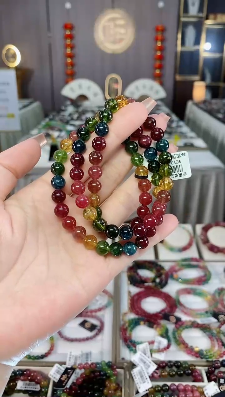 未镶嵌收藏级老矿碧玺三圈手串7mm+碧玺hon多样性发货一条