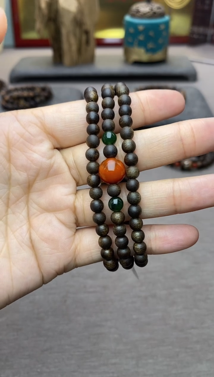 【闪购商品】沉香手串越南顺化紫棋糖结料0.5沉水＋配饰三圈