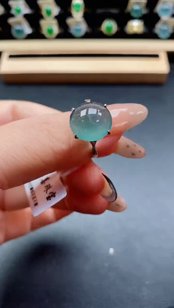 银S925镶嵌戒指翡翠1