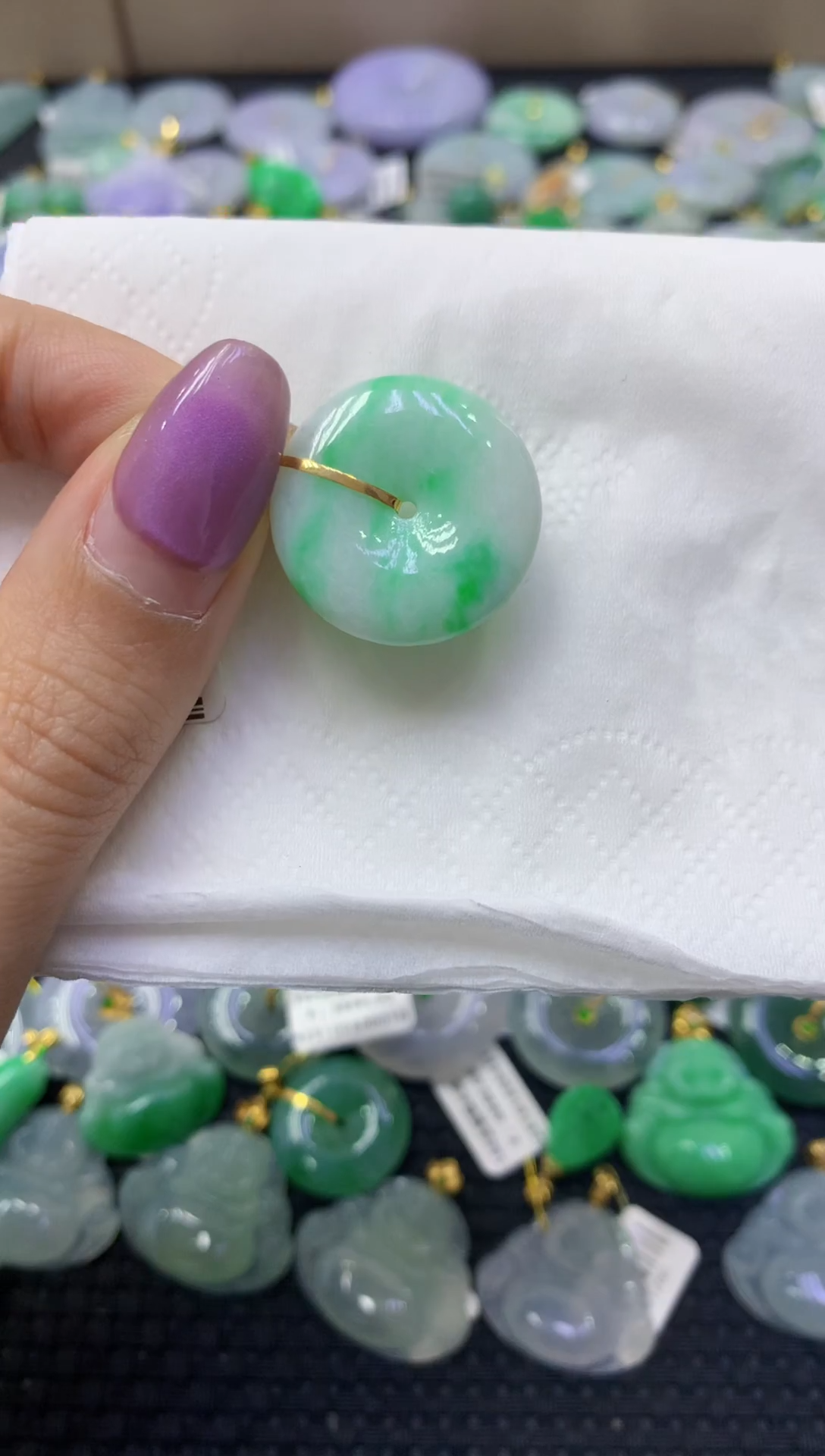 颈饰18K金镶嵌翡翠天然缅甸翡翠A货